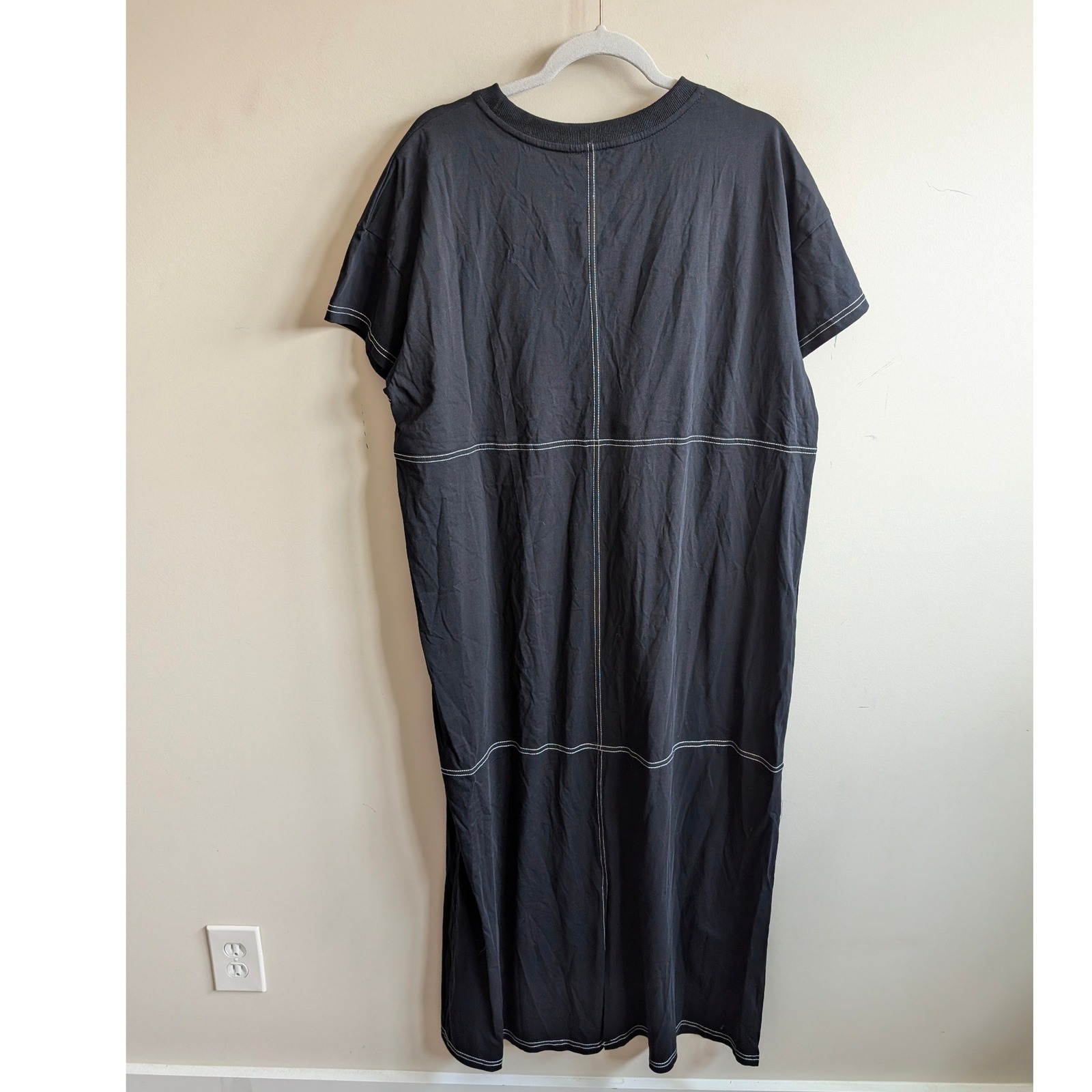 Apero Miro Contrast Panel Midi Tee Dress Black-White Maternity Plus Size 3x 14 — image 7 of 8